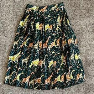 NWT J. Crew Pleated Midi Skirt Giraffes size 0